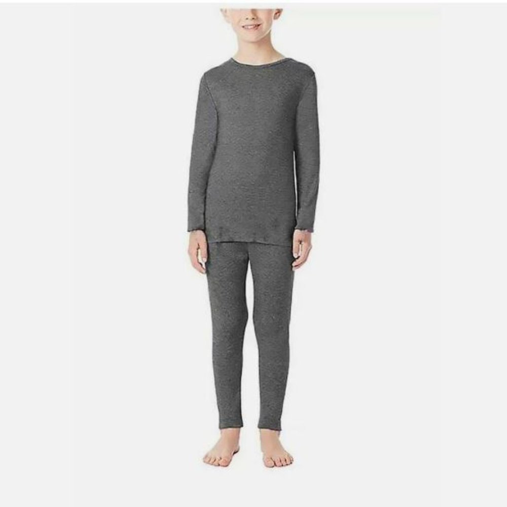 32 Degrees Weatherproof Boys Base Layer Thermal Set, Gray, L